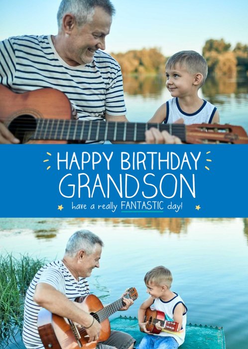 Grandson 2 Photo Uploads Birthday Card