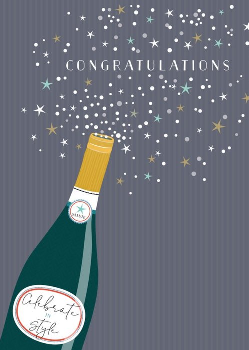 Illustrated Champagne Bottle Congratulations Card