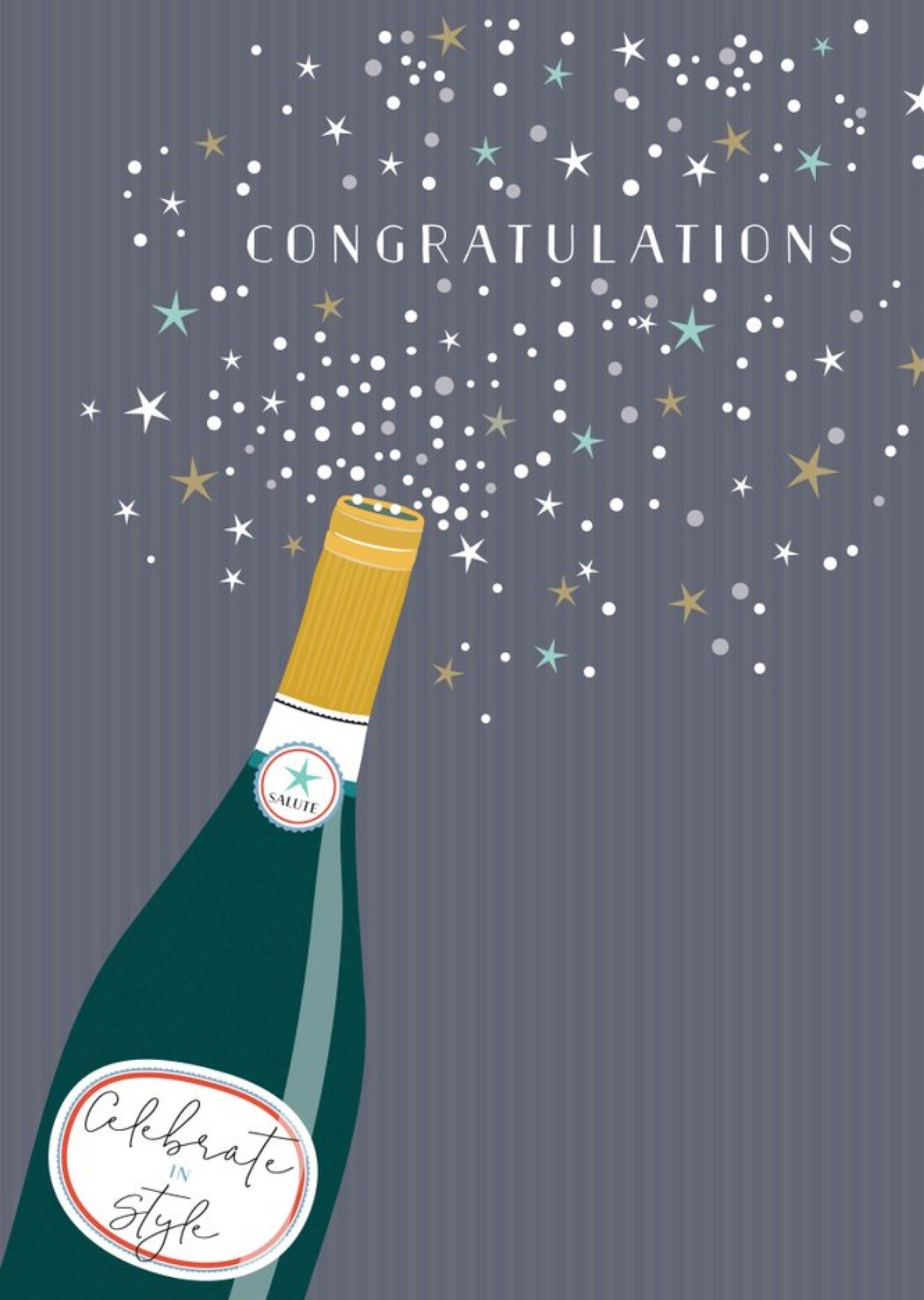 Illustrated Champagne Bottle Congratulations Card Ecard