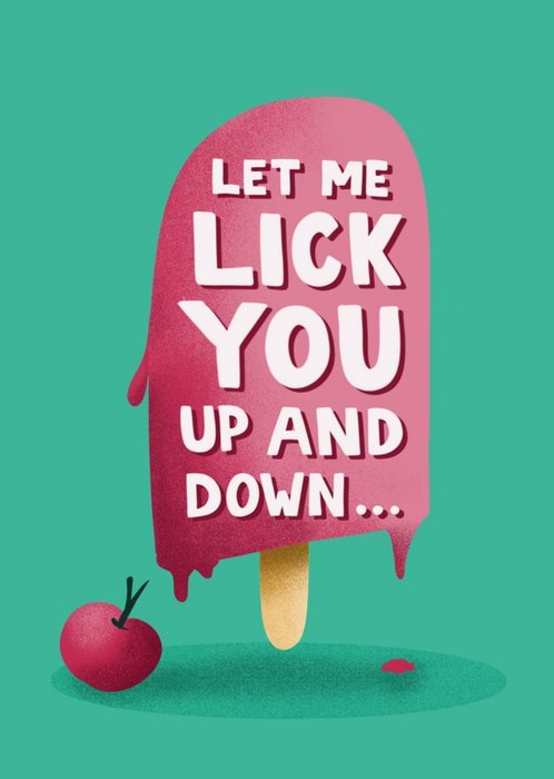 Illustrated Lick You Lolly Valentines Day Card