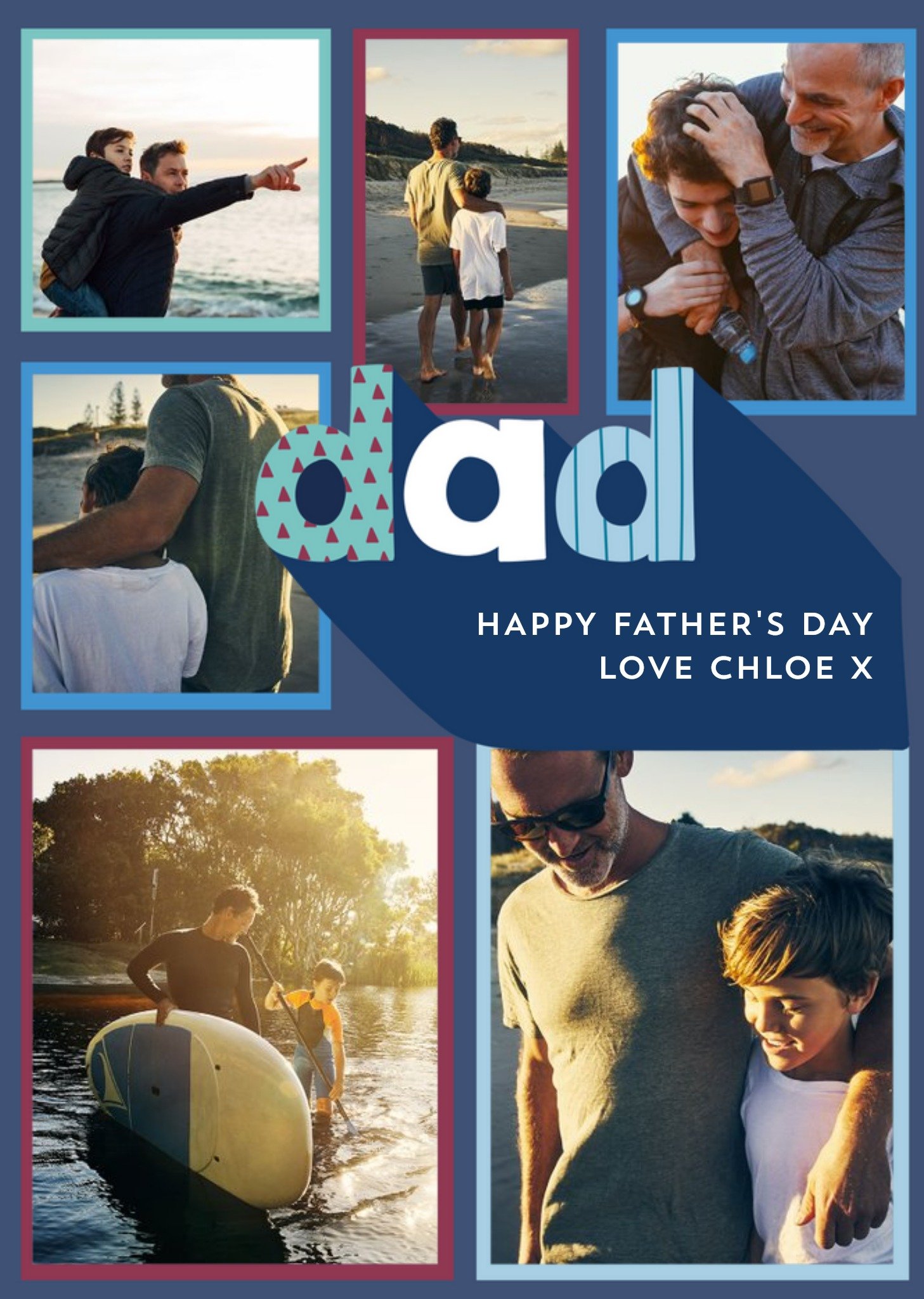 Moonpig Big Blue Letters Father's Day Multi-Photo Card, Large