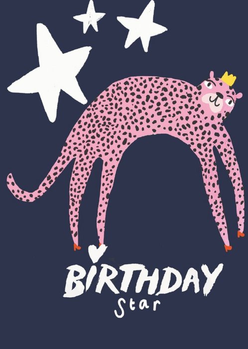 Pink Cheetah Birthday Star Card