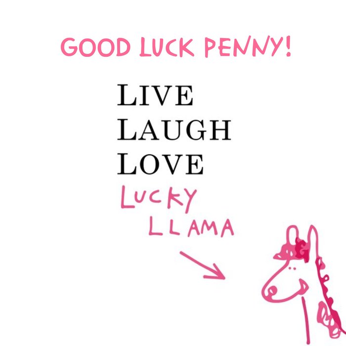Anon Sense Good Luck Llama Personalised Text Card
