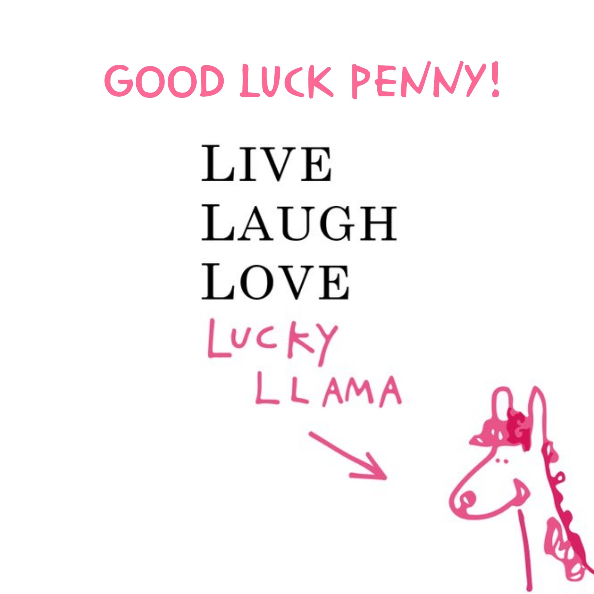 Moonpig Anon Sense Good Luck Llama Personalised Text Card, Large