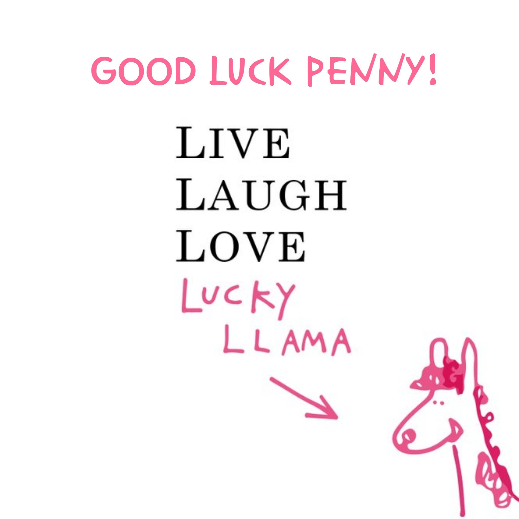 Anon Sense Good Luck Llama Personalised Text Card, Square