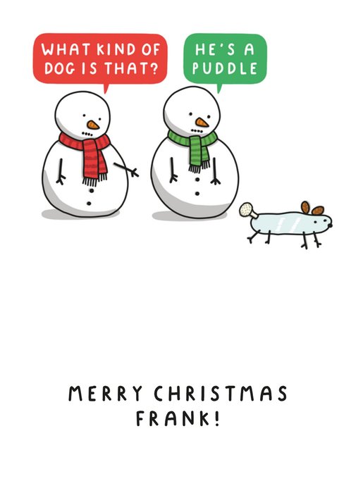 Funny Snowman Dog Poodle Pun Christmas Card