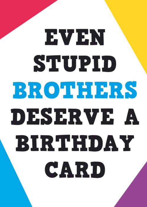 Stupid Brothers Funny Typographic Birthday Card