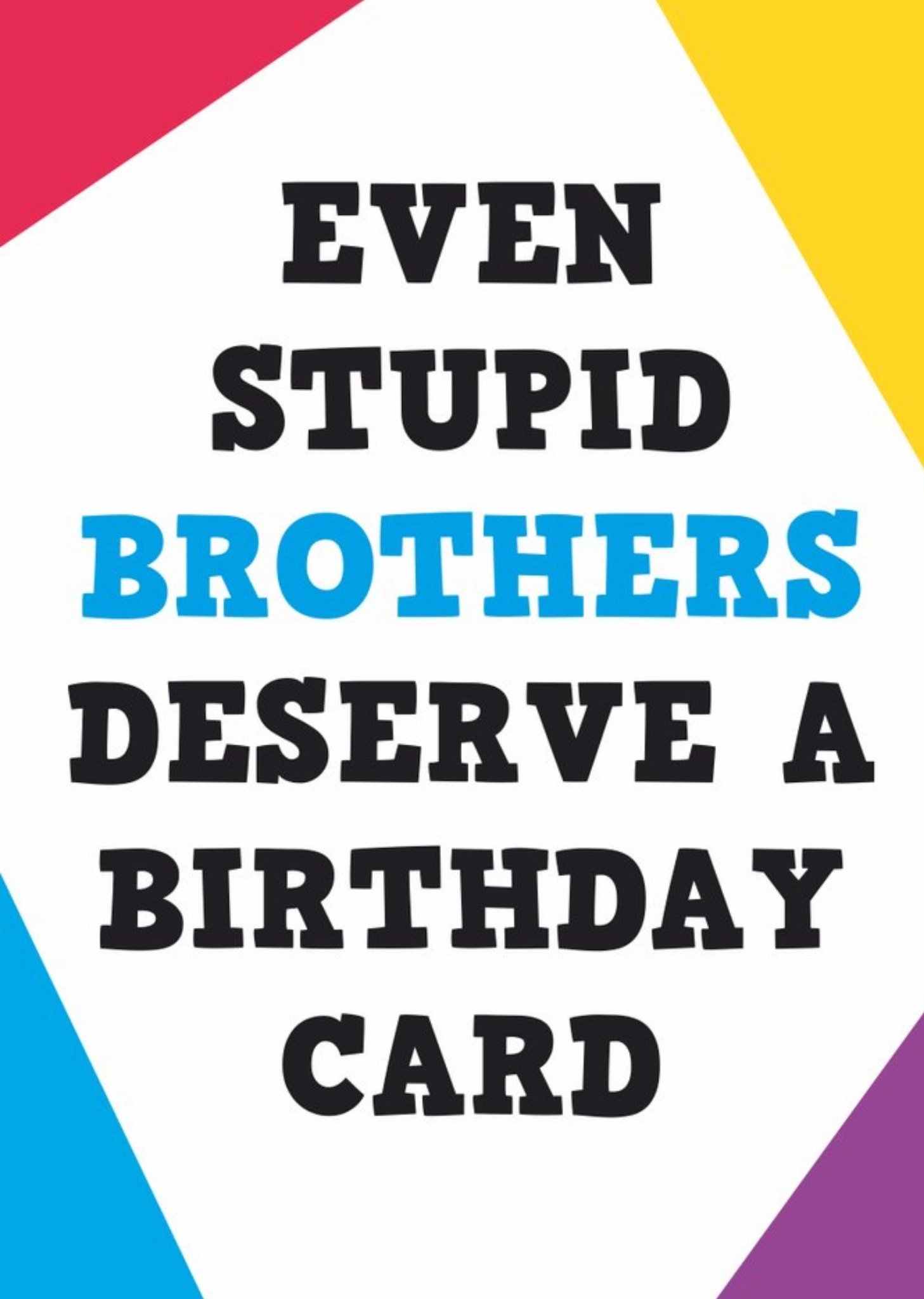Moonpig Stupid Brothers Funny Typographic Birthday Card Ecard