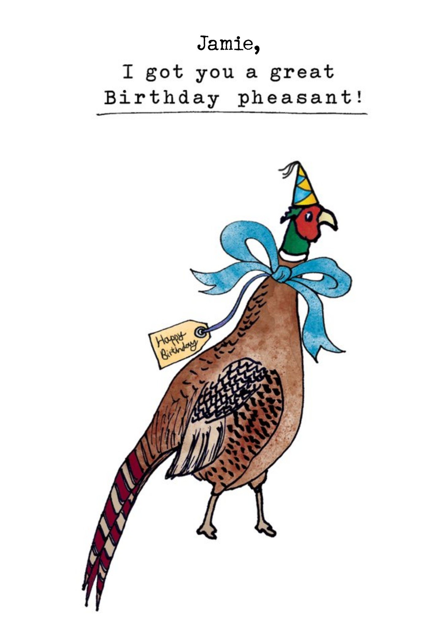 Other London Studio Puntastic Got You A Present Pheasant Birthday Card, Large
