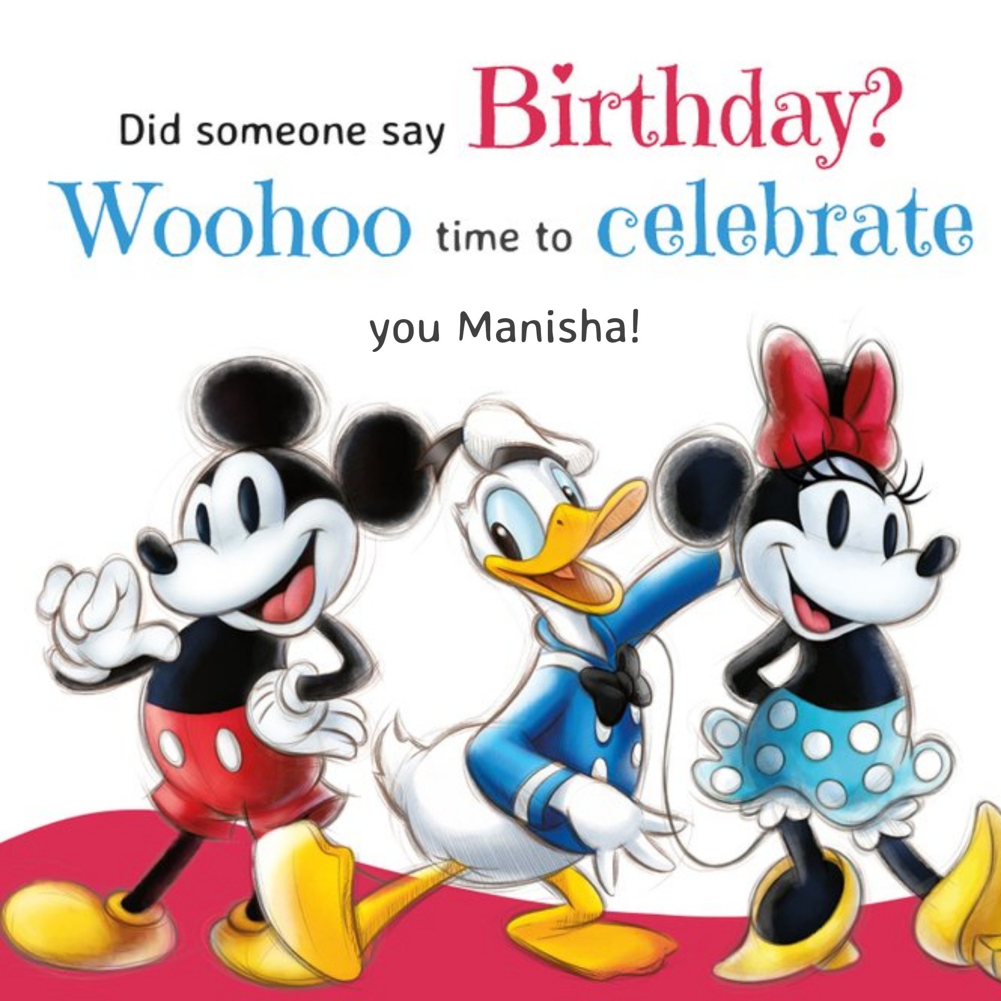 Mickey Mouse Disney 100 Mickey, Minnie And Donald Duck Birthday Card, Large