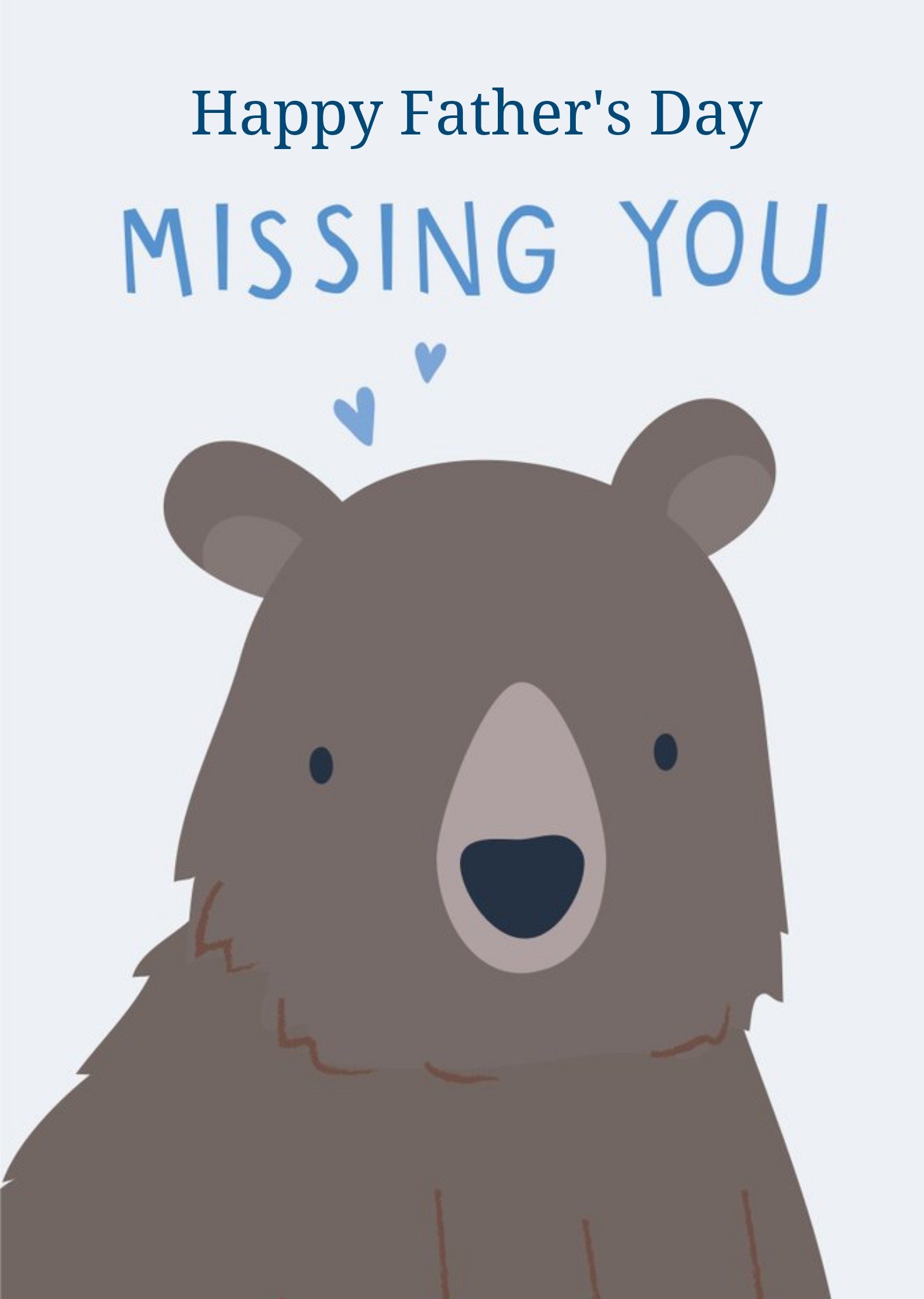 Other Klara Hawkins Cute Bear Illustration Missing You Father's Day Card, Large