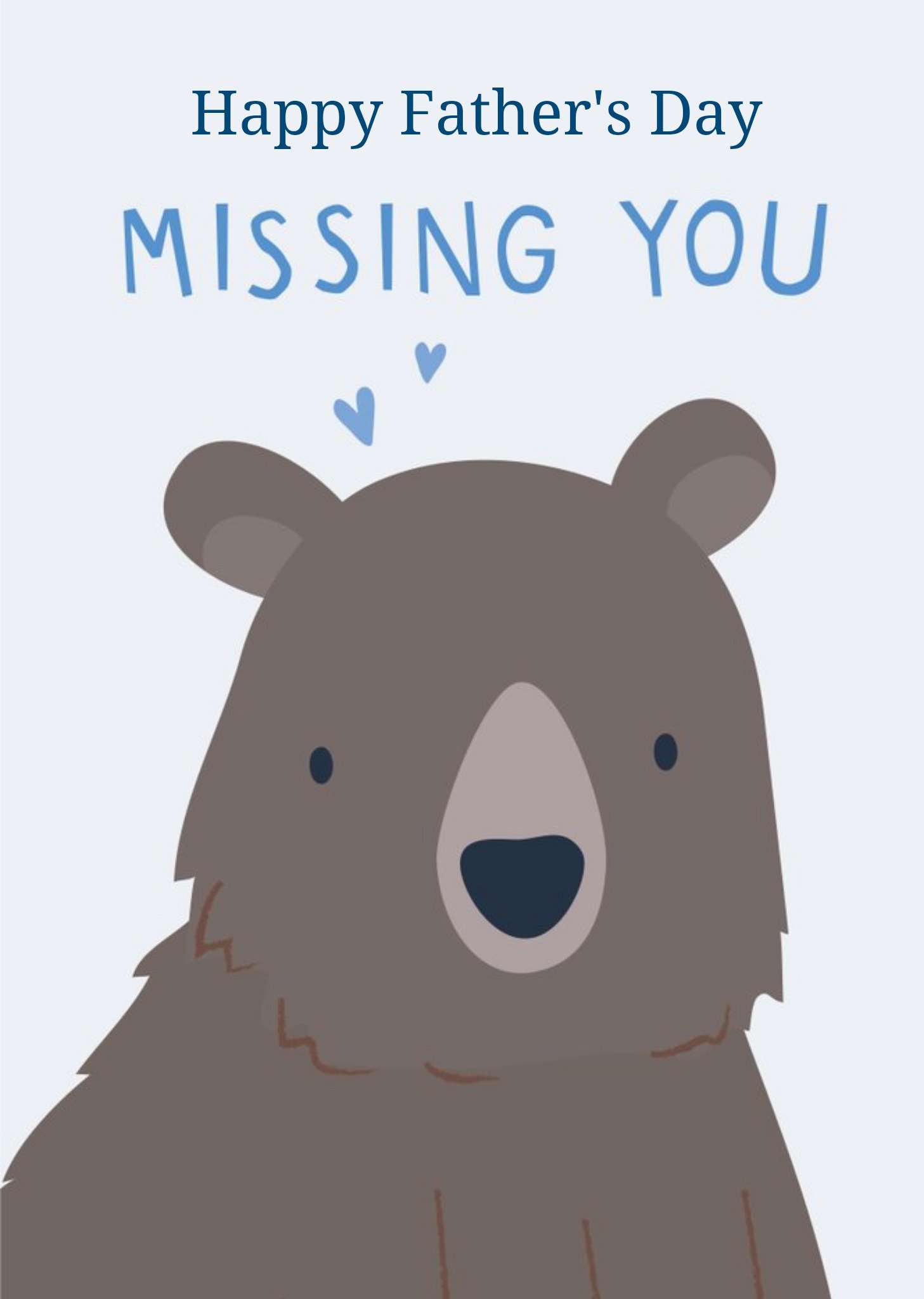 Other Klara Hawkins Cute Bear Illustration Missing You Father's Day Card