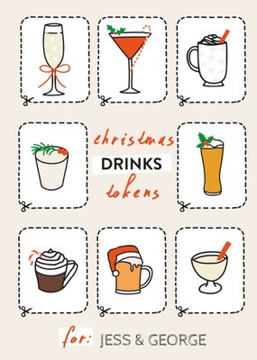 Personalised Christmas Drinks Tokens Card