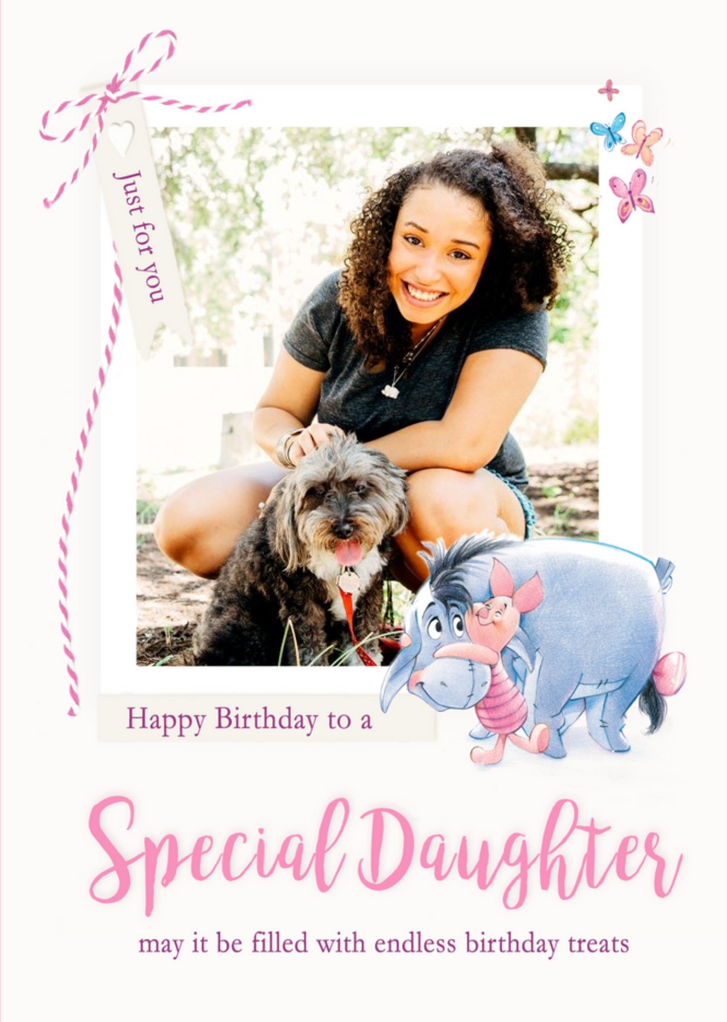 Disney Winnie The Pooh Photo Upload Daughter Birthday Card, Large