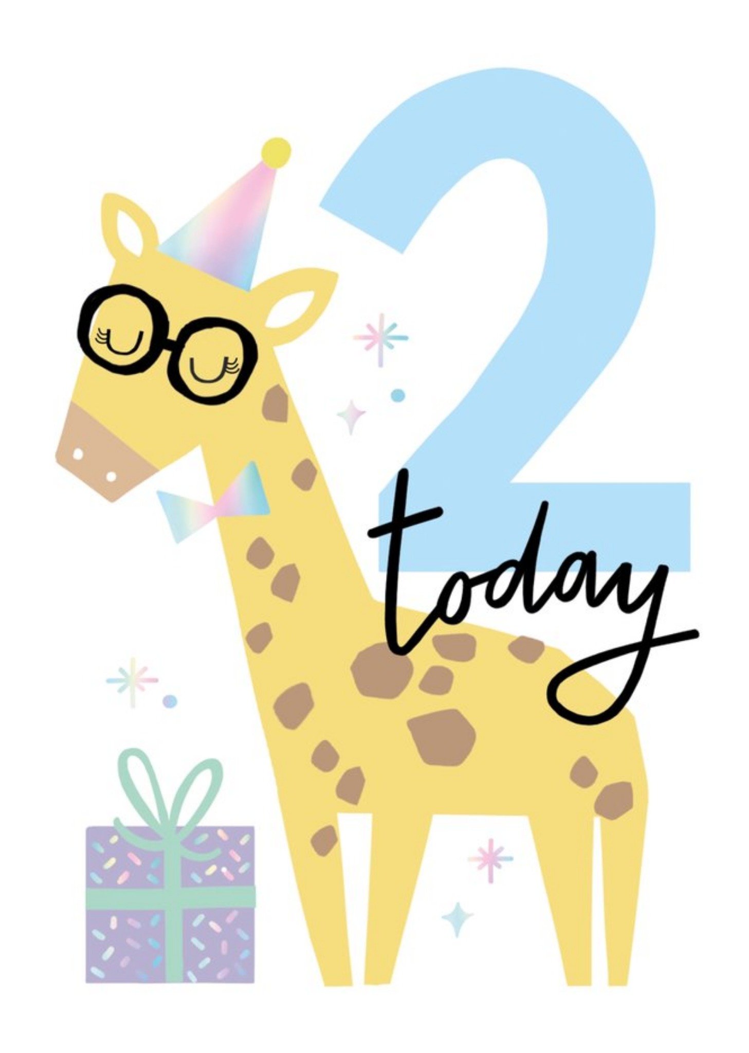 Two Today Giraffe And Present Card Ecard