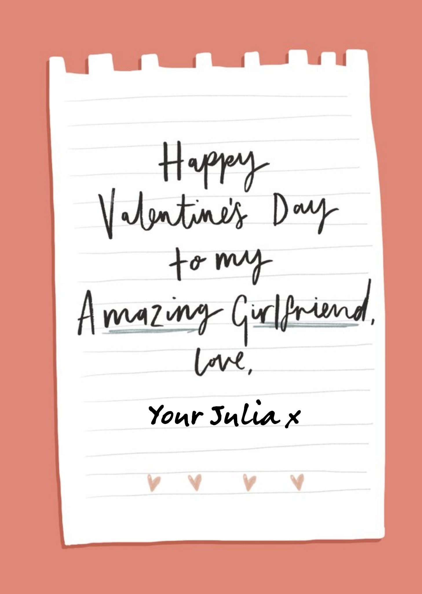 Love Hearts Sweet Sentiments Typographic Illustration LGBTQ+ Valentine's Card, Large