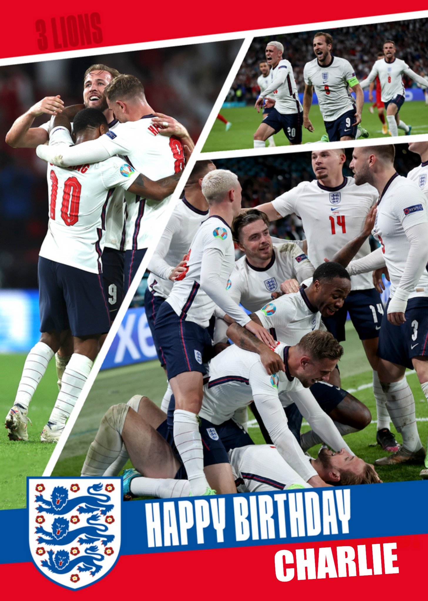 Danilo England Happy Birthday Team Photo Montage Personalised Card Ecard