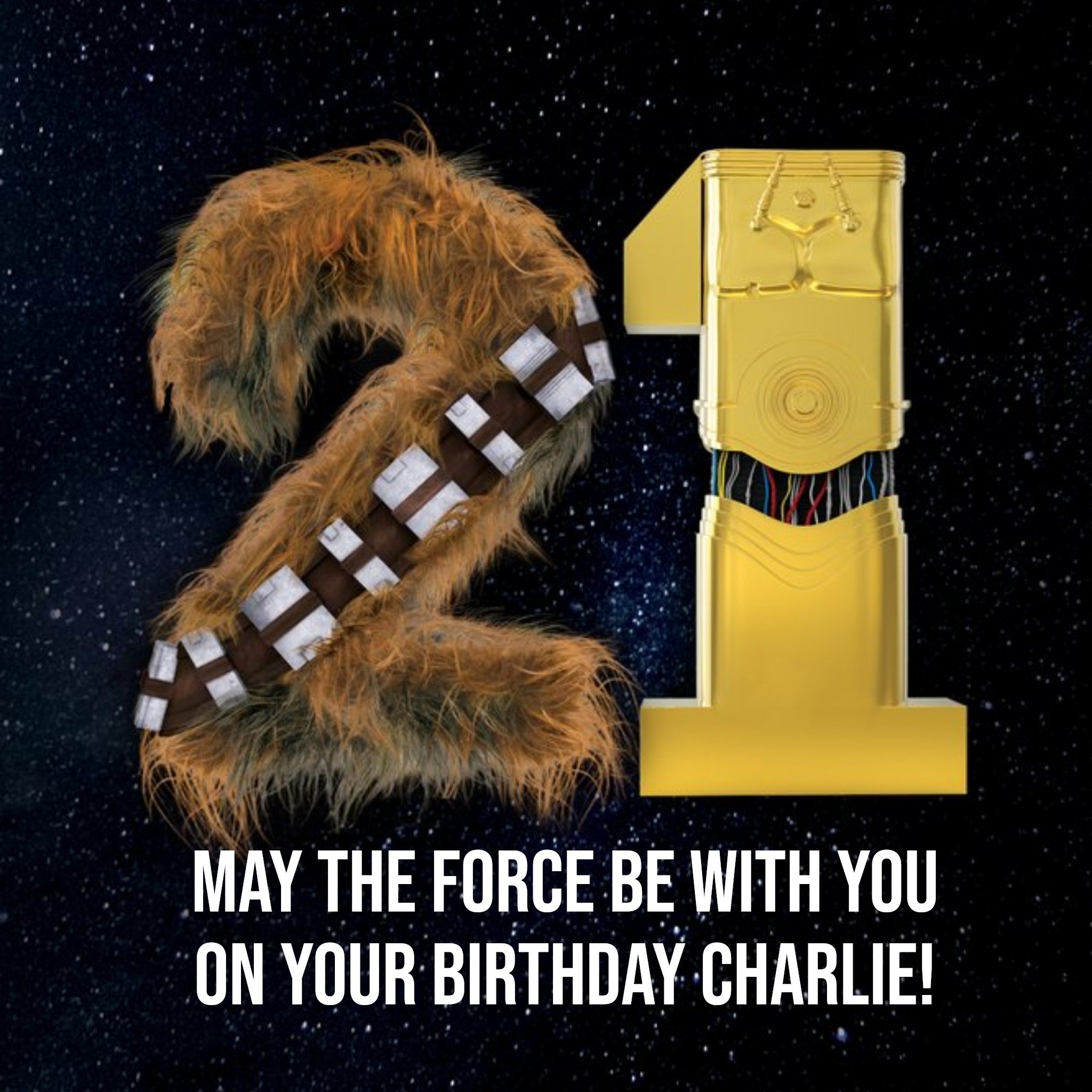 Disney star Wars May The Force Be With You 21st Birthday Card, Large