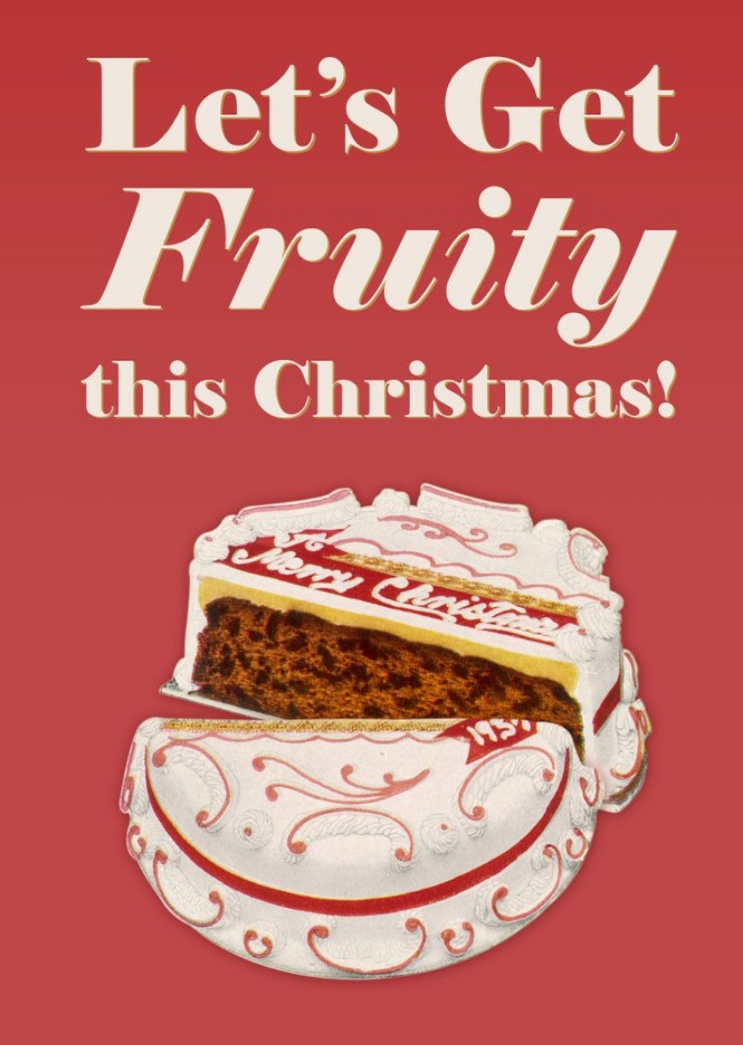 Moonpig Lets Get Fruity This Christmas Fruitcake Christmas Card, Large