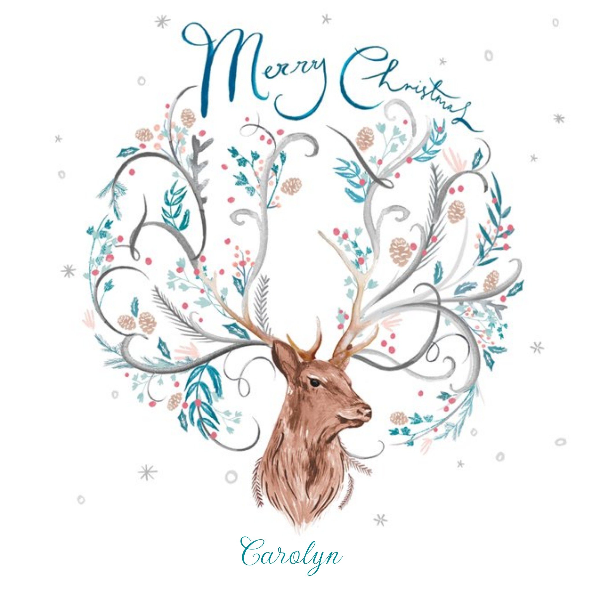 Moonpig Epic Antlers Reindeer Personalised Christmas Card, Square