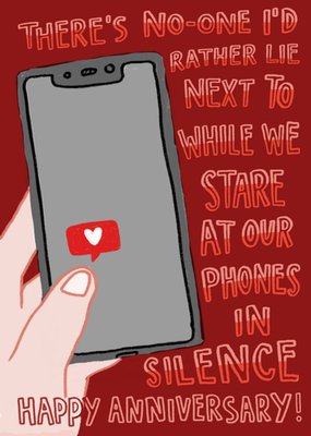 Stare At Our Phones In Silence Optional Photo Upload Anniversary Card