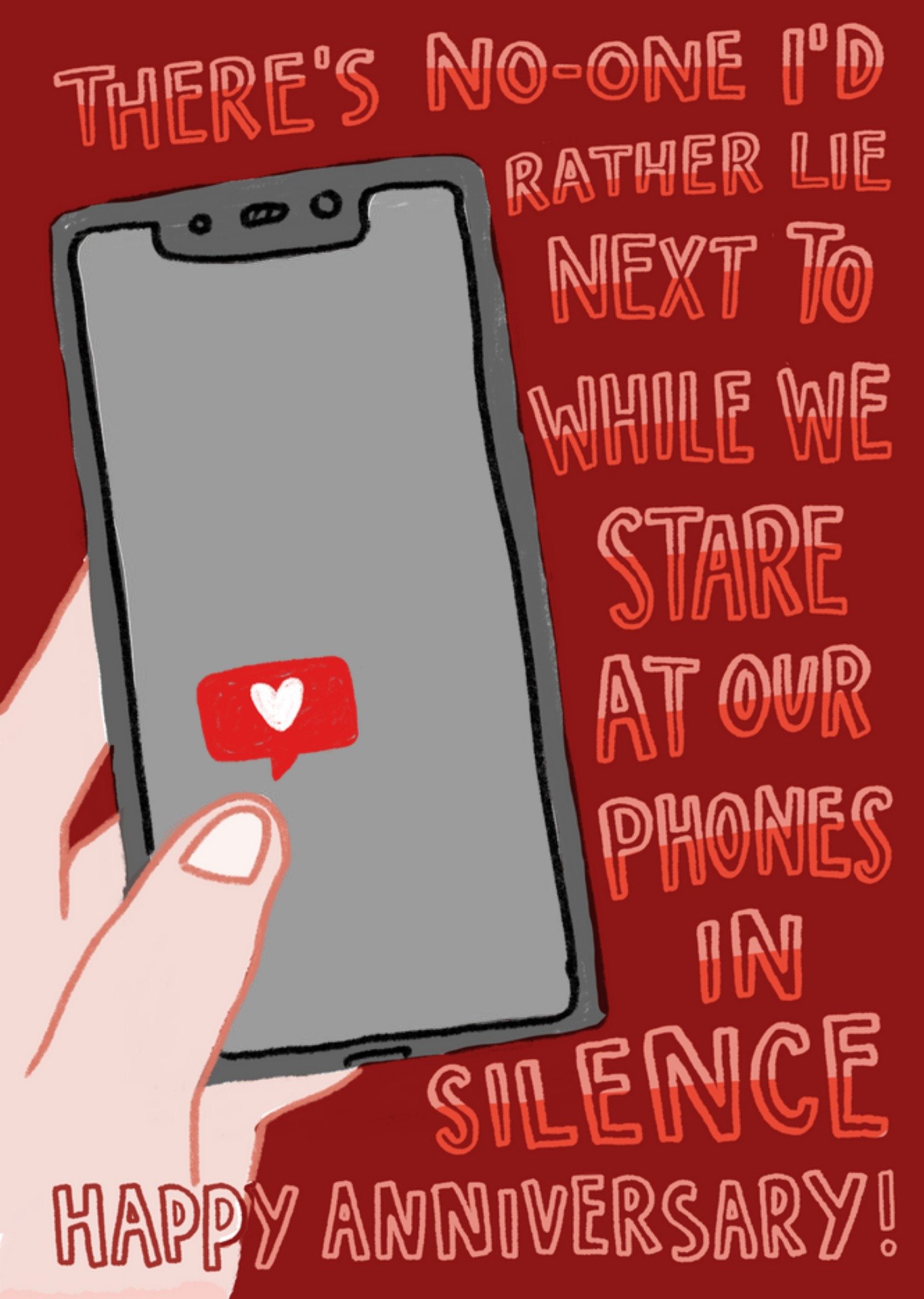 Stare At Our Phones In Silence Optional Photo Upload Anniversary Card Ecard