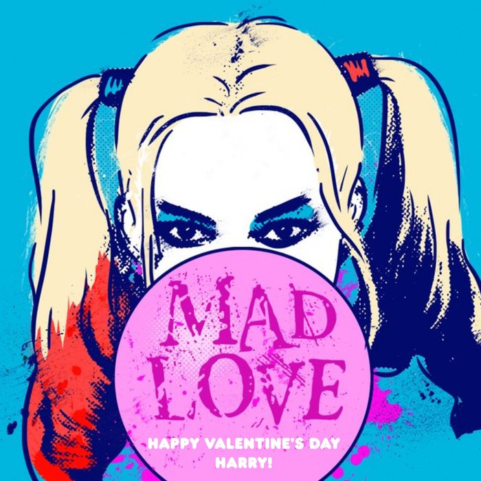 DC Comics Suicide Squad Mad Love Personalised Valentine's Day Card