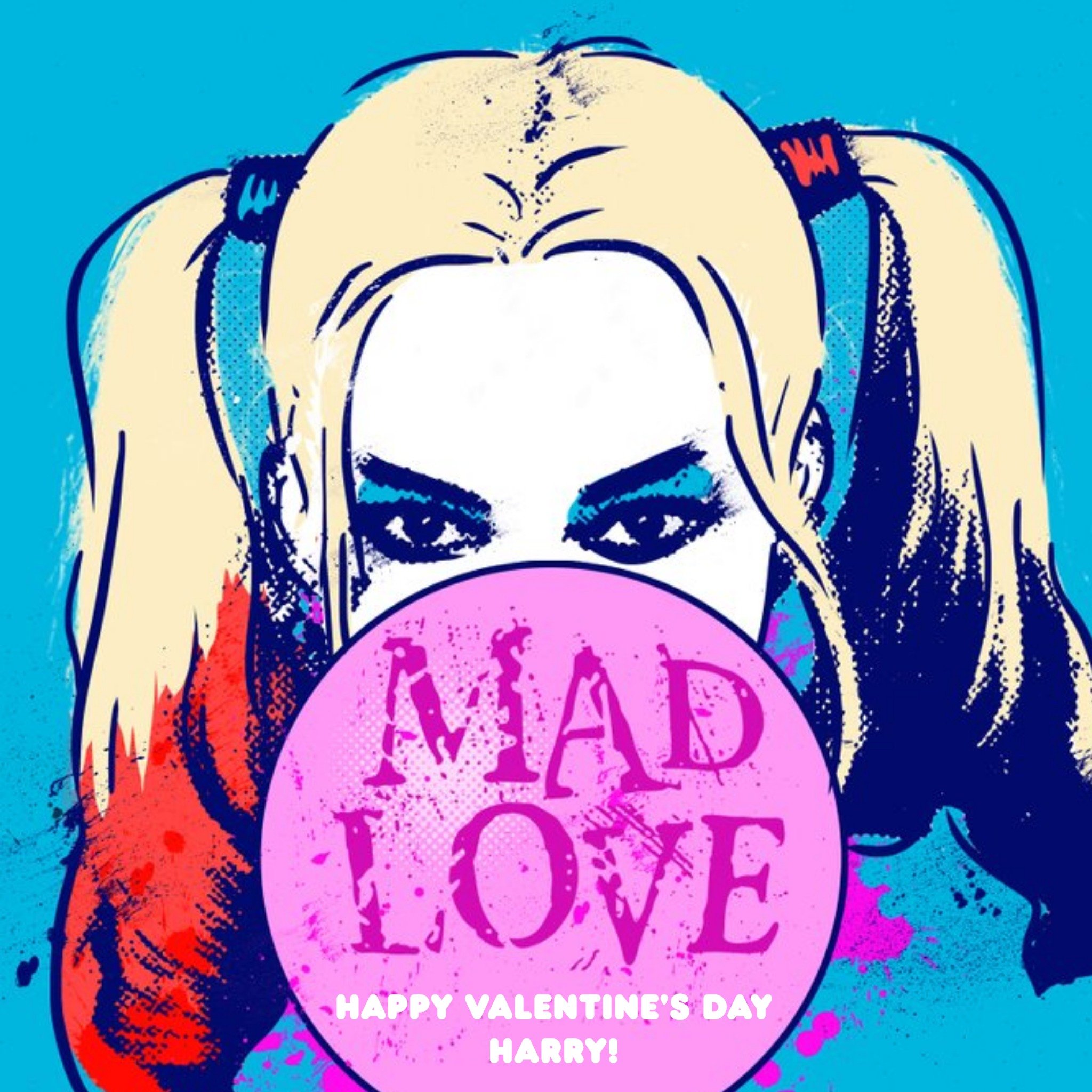 Moonpig Dc Comics Suicide Squad Mad Love Personalised Valentine's Day Card, Square