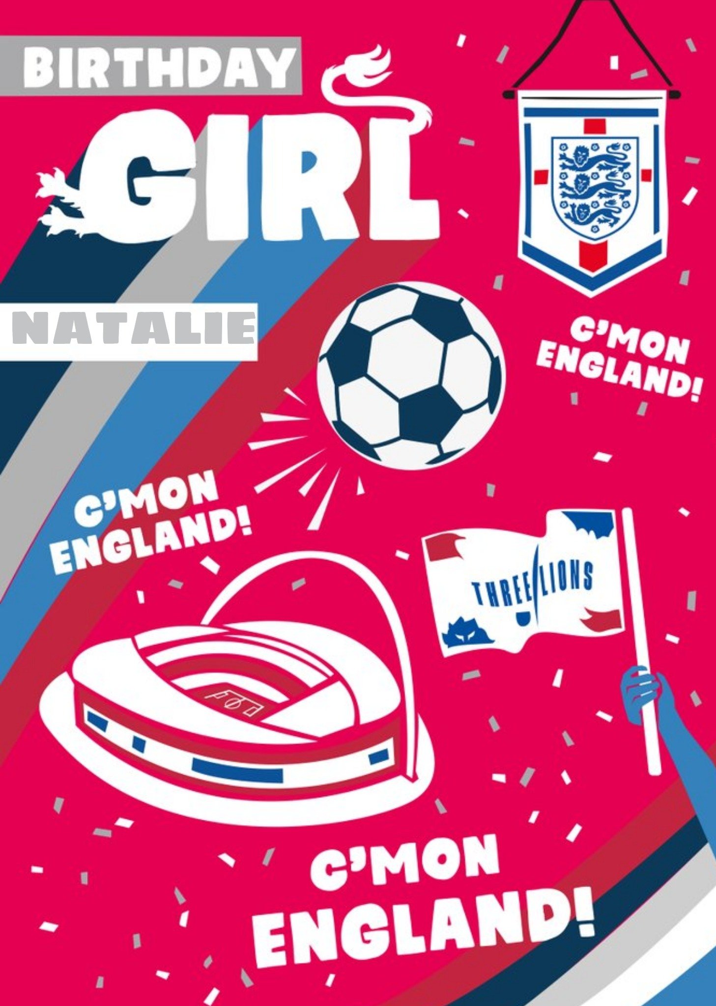 Other Danilo England Birthday Girl Come On England Card, Large