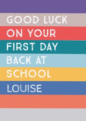 Colourful Typographic Personalised Back to School Card