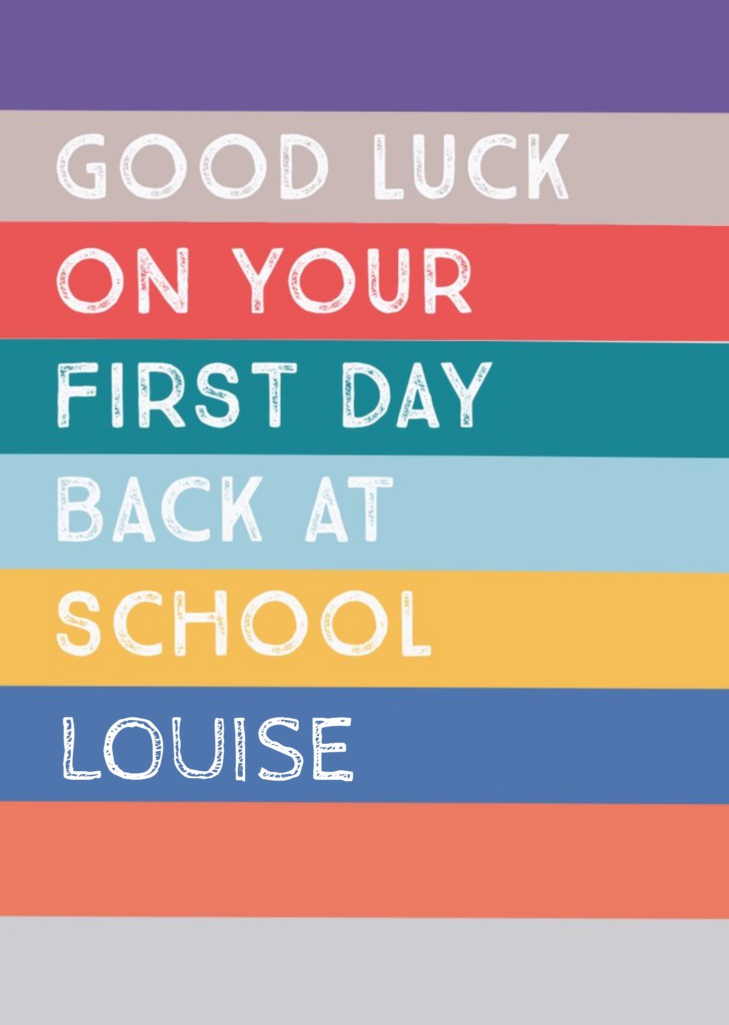 Colourful Typographic Personalised Back To School Card