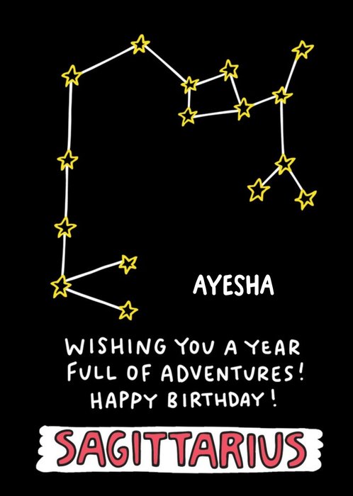 Angela Chick Sagittarius Zodiac Constellation Birthday Card