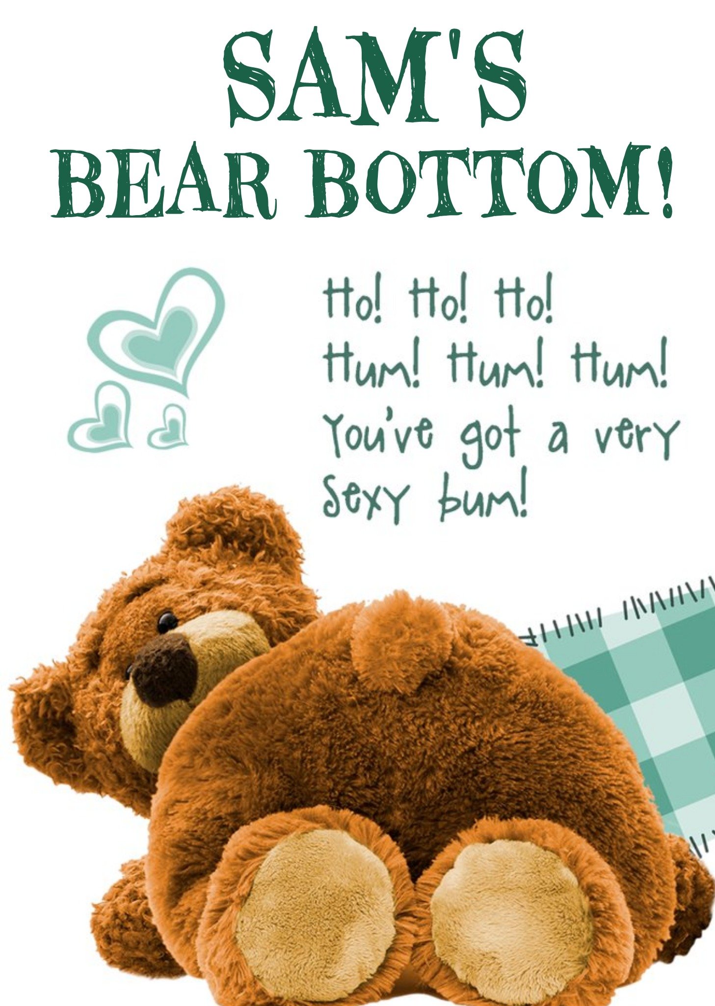 Moonpig Bear Bottom Personalised Happy Valentine's Day Card, Large