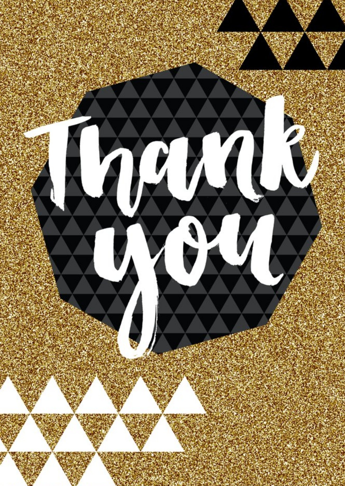 Metallic Gold Glitter Thank You Card Ecard