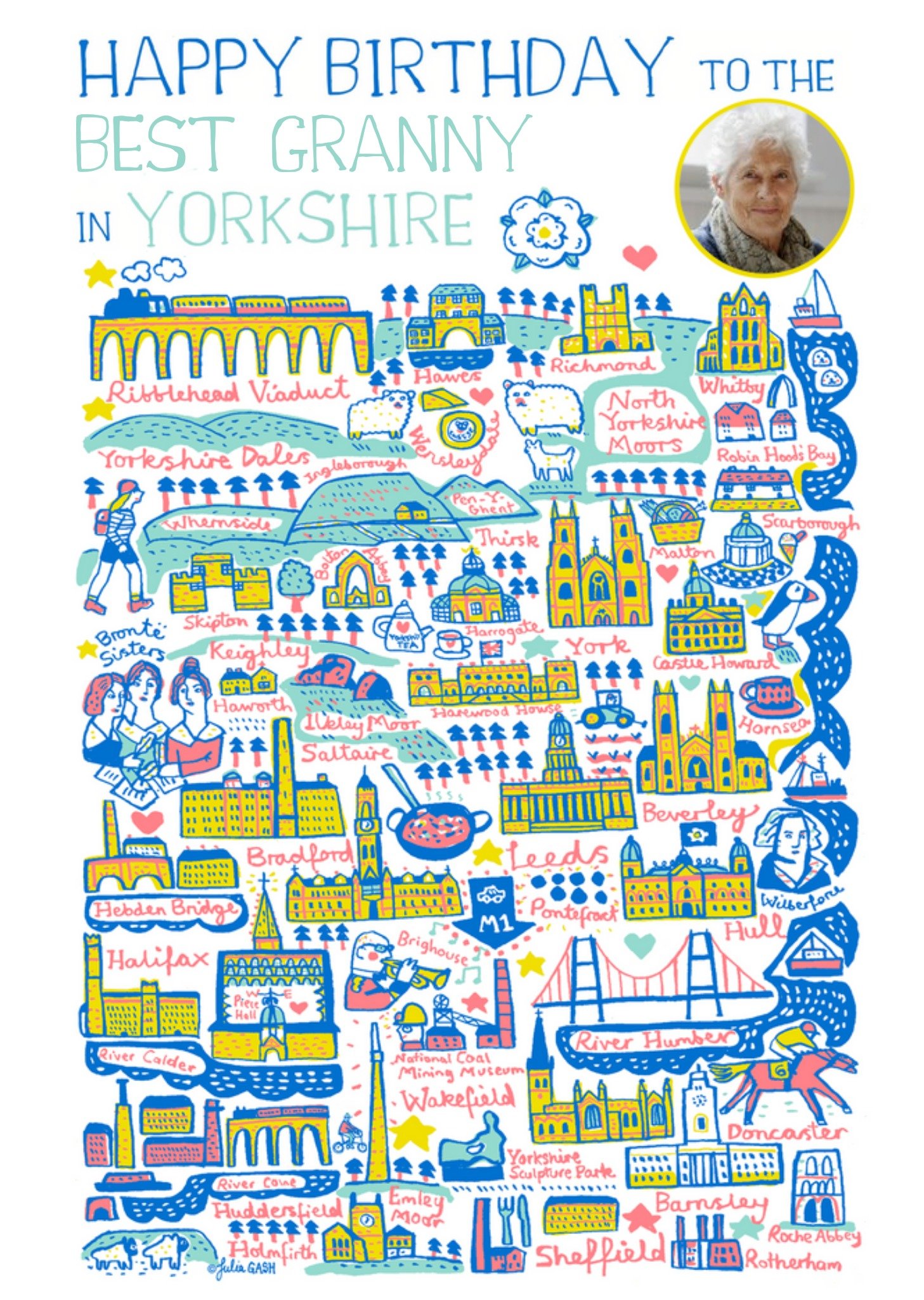 Moonpig Yorkshire Illustrations Photo Upload Birthday Card Ecard