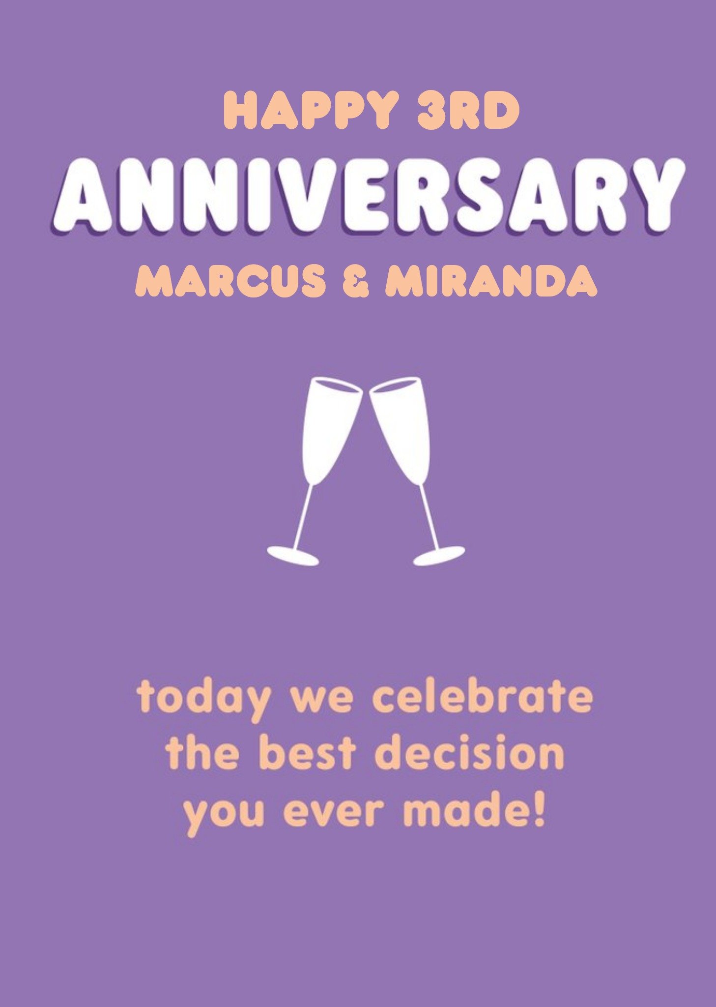 Editable Champagne Glass Humorous Anniversary Card