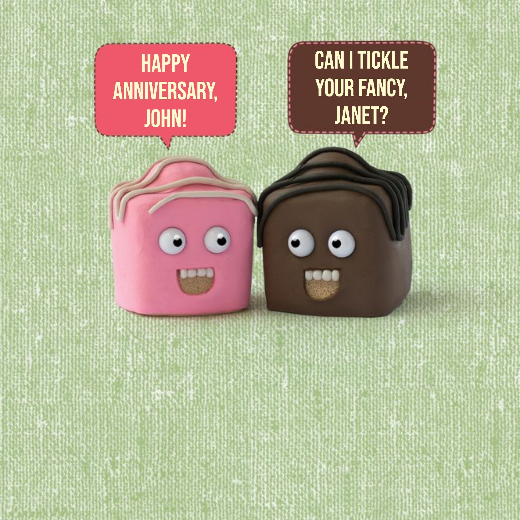 Chocolate Truffles Can I Tickle Your Fancy Personalised Anniversary Card, Square