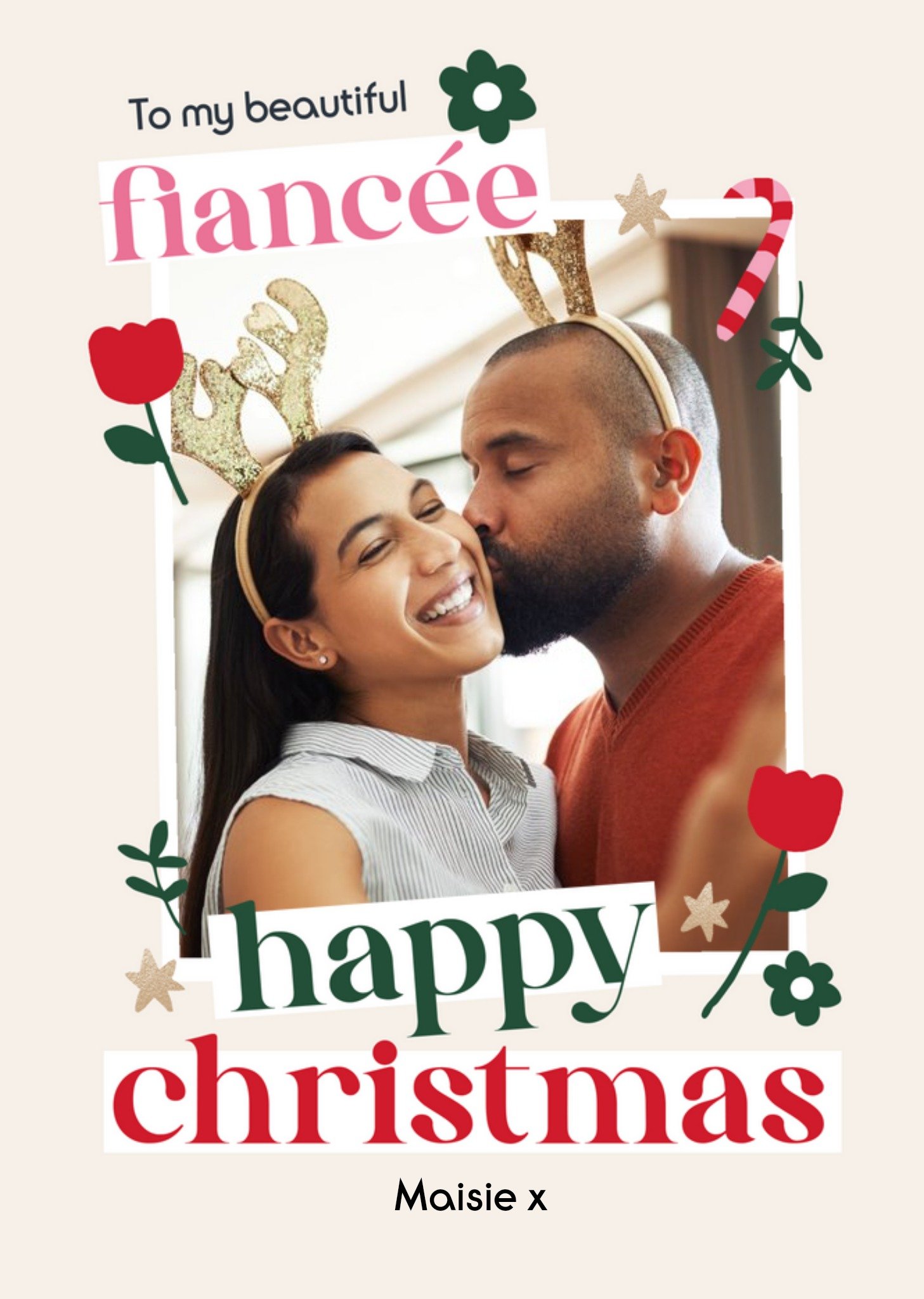 To My Beautiful Fiancee Photo Upload Christmas Card Ecard