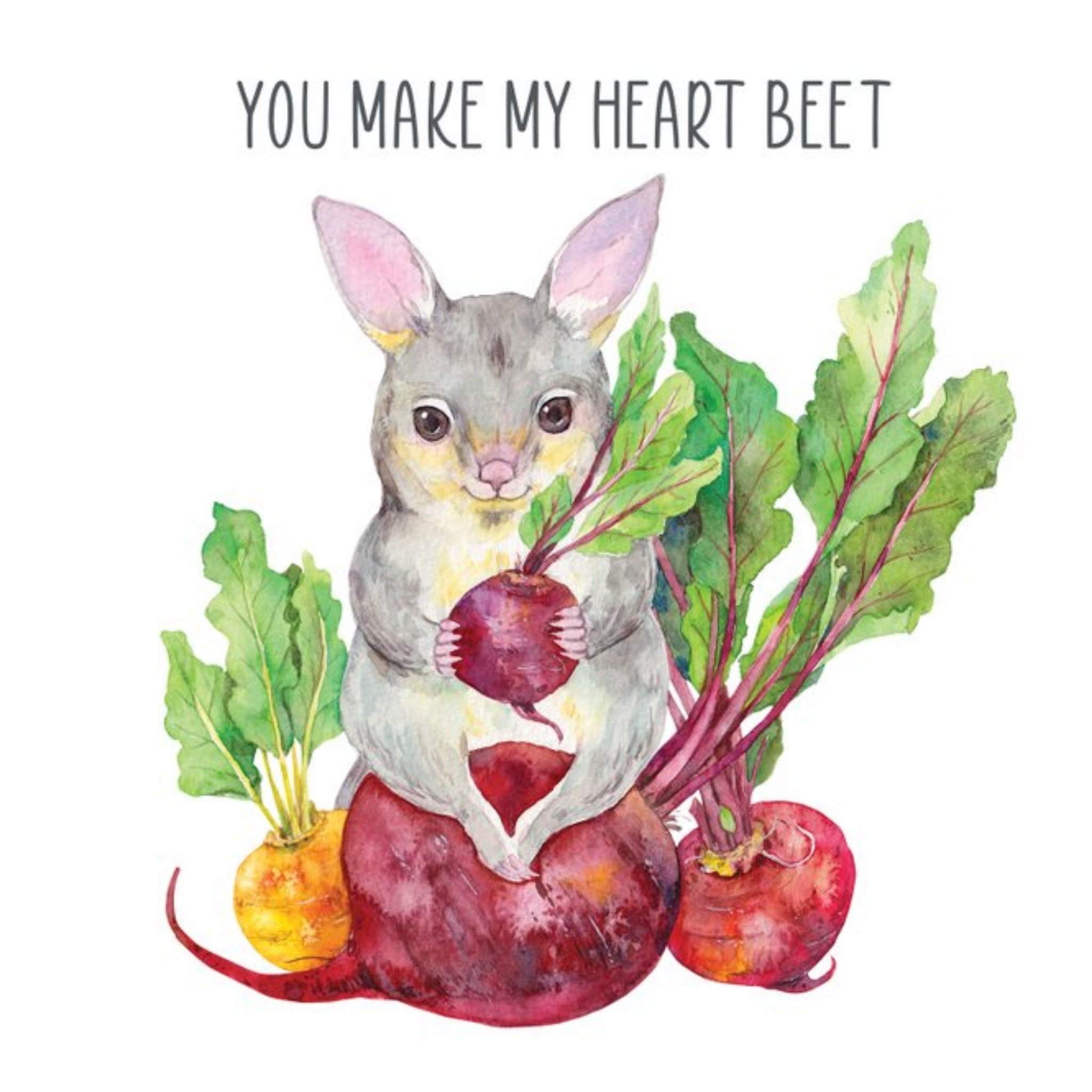 Moonpig Watercolour Cute Illustrated Make My Heart Beet Card, Square