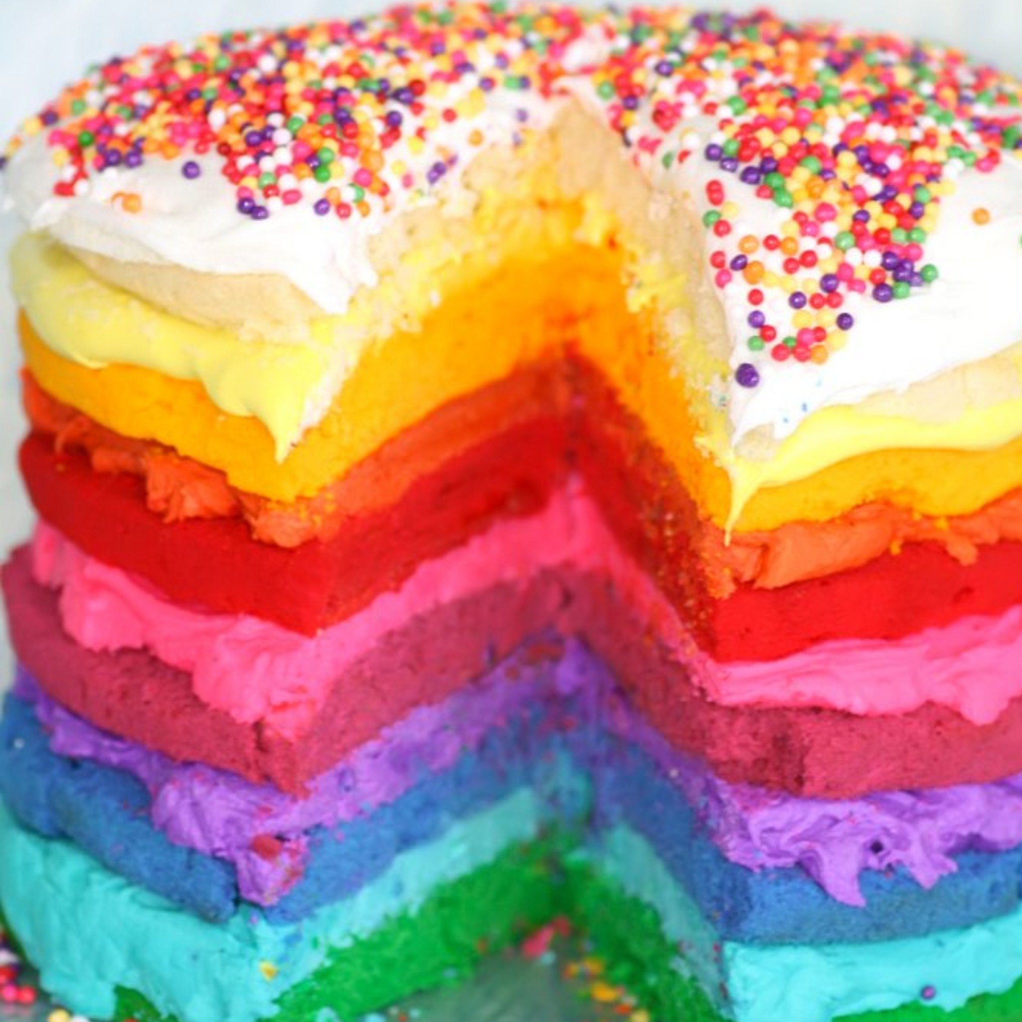 Moonpig Colourful Rainbow Birthday Cake Card, Large