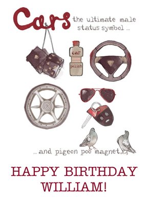 Car Parts Happy Birthday Card