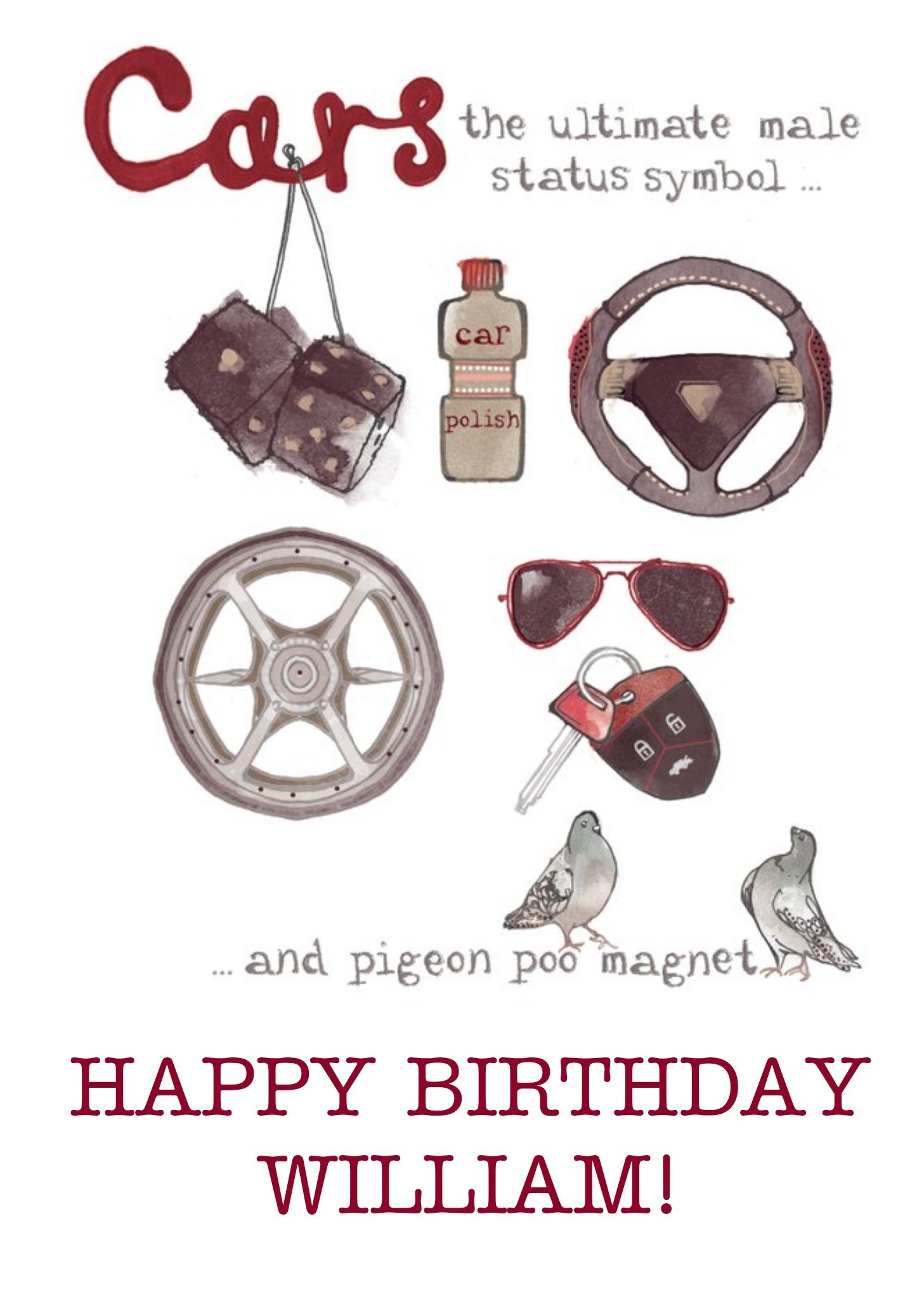 Moonpig Car Parts Happy Birthday Card Ecard