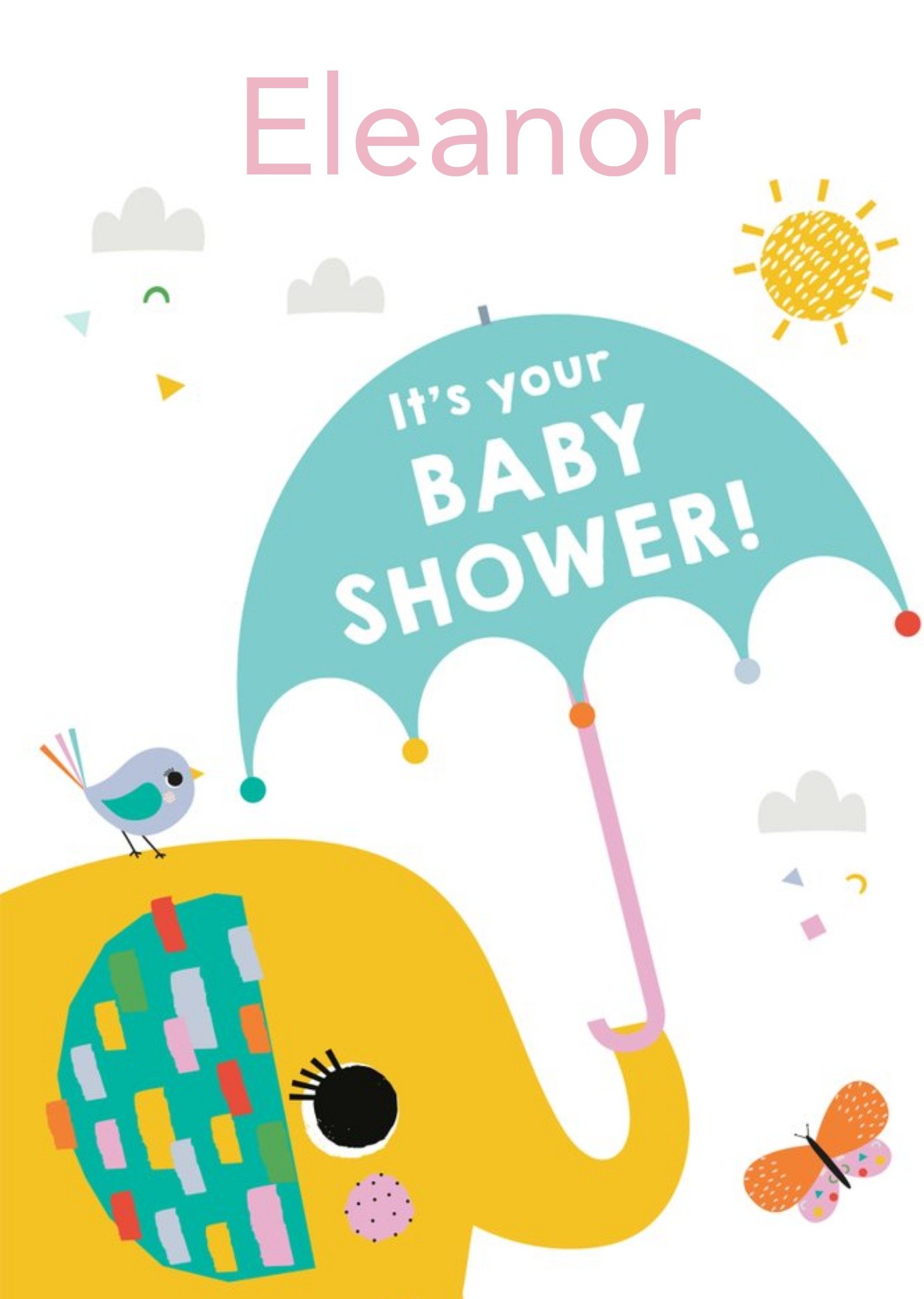 Moonpig Cute Illustrated Elephant Baby Shower Card, Large