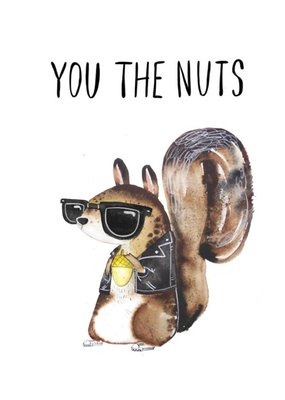 Cute Illustration Of A Squirrel In Cool Shades And A Leather Jacket Funny Pun Valentines Day Card