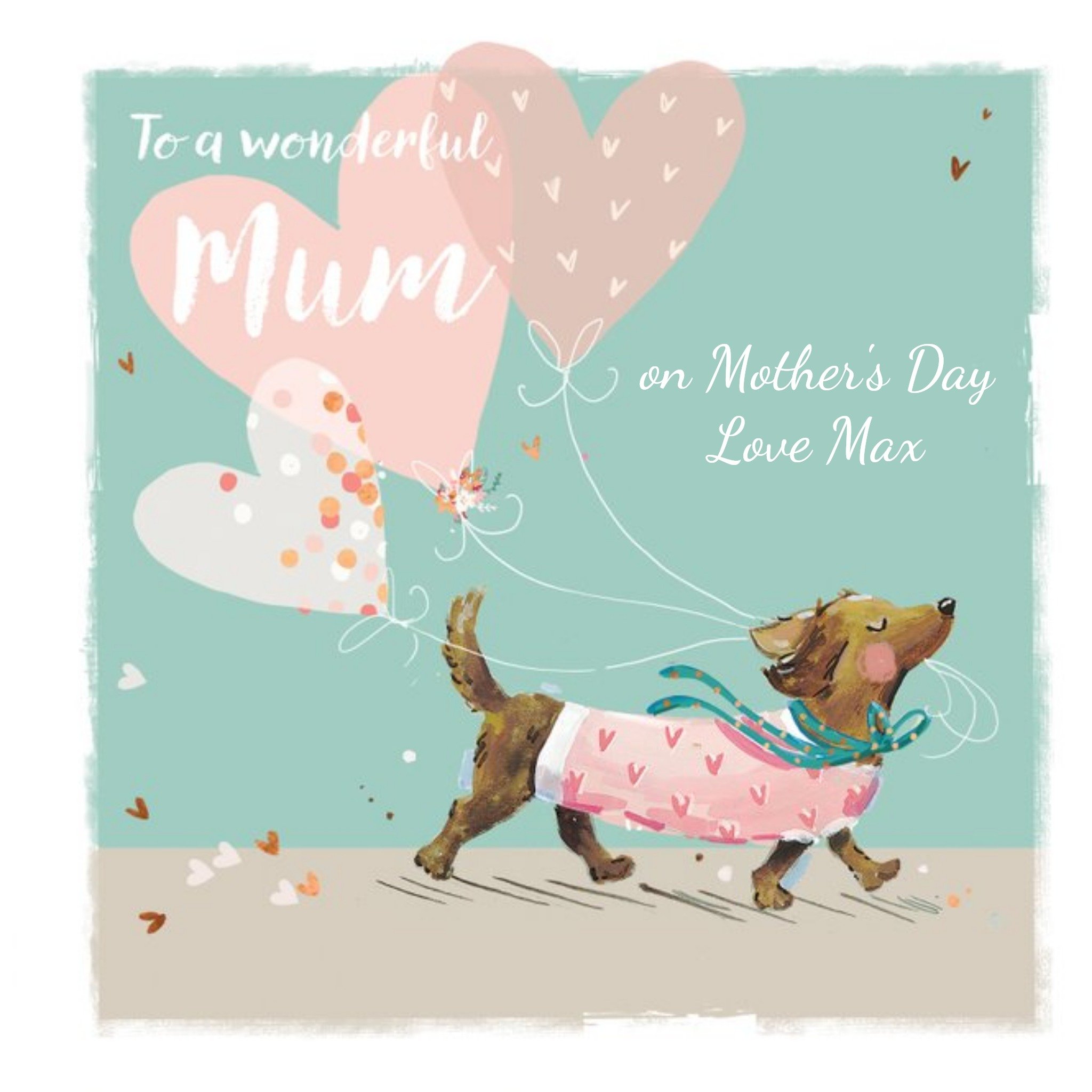 Ling Design Cute Puppy To A Wonderful Mum Personalised Mother's Day Card, Square