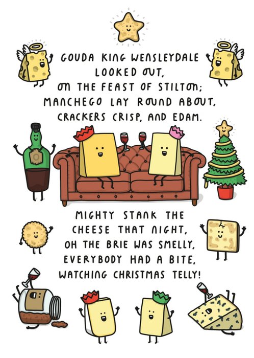 Funny Cheese Pun Gouda King Wensleydale Christmas Card