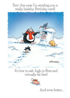 Eric The Penguin Funny Personalised Happy Birthday Card