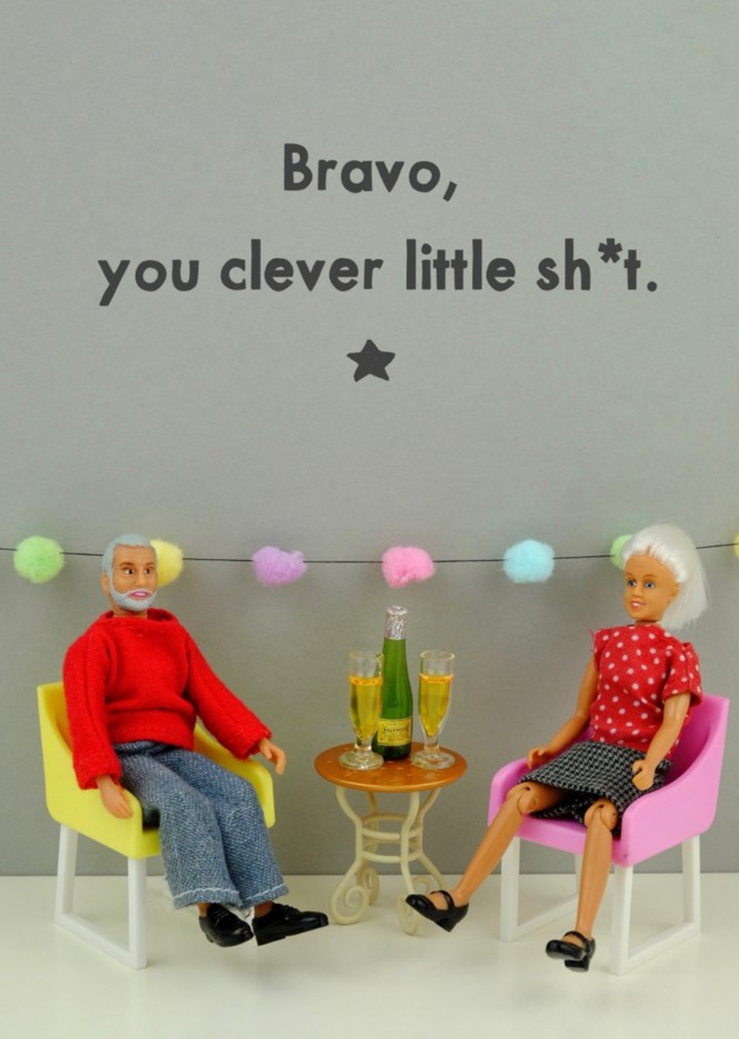 Bold And Bright Funny Rude Dolls Bravo Congratulations Card