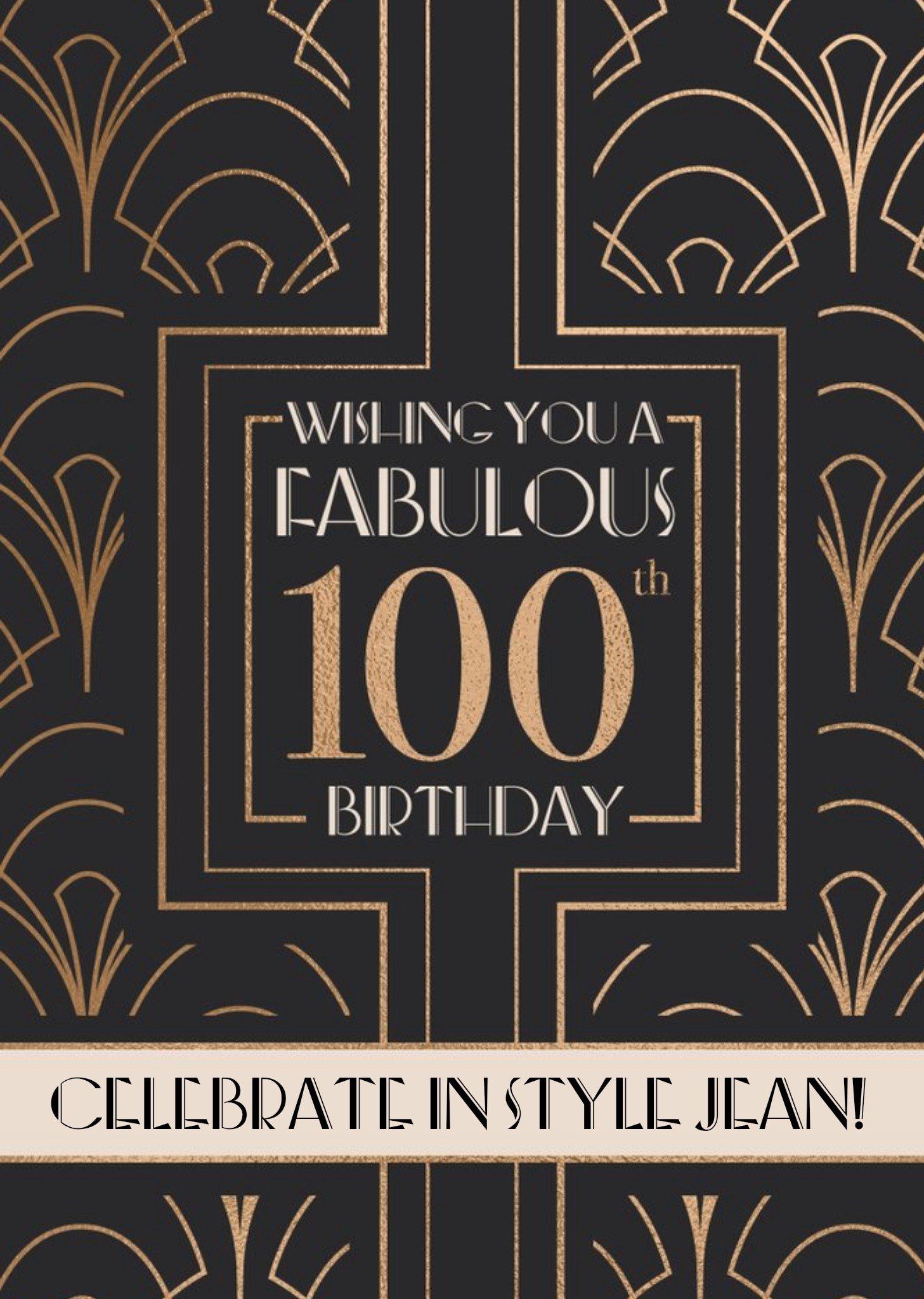 Moonpig Art Deco Wishing You A Fabulous 100th Birthday Card Ecard