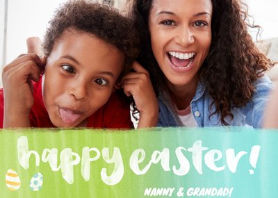 Green To Blue Personalised Photo Upload Happy Easter Card